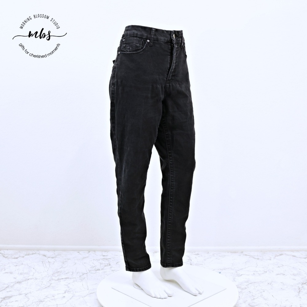 7 For All Mankind High Rise Skinny Stretch Tummyless Jeans Black Women 16